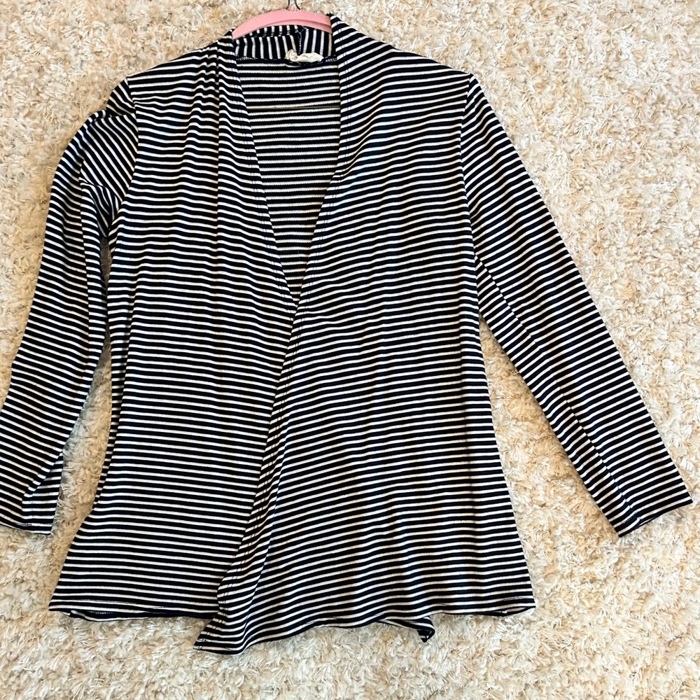 Lightweight navy striped everyday cardigan, size medium.